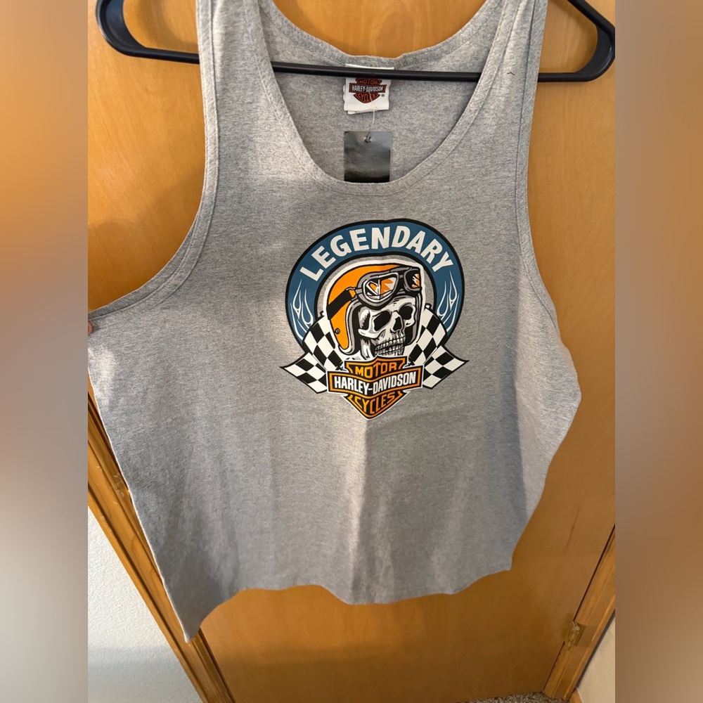 NWT gray harley Davison tank top XL with front/back graphic